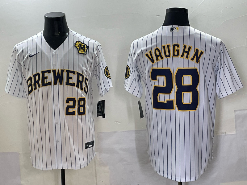Men Milwaukee Brewers #28 Vaughn white 2025 Nike NFL JERSEY 0013